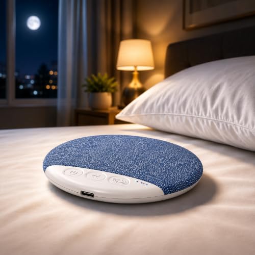 Image of Bluetooth Sleep Pillow Speaker with Soft Fabric Surface, Wireless White Noise Audio Speaker, USB Charging Port and Control Buttons for Bedside, Relaxation and Travel