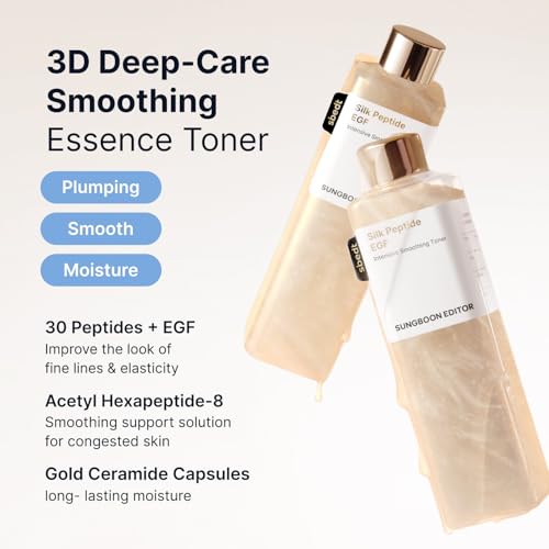 Image of SUNGBOON EDITOR Silk Peptide EGF Facial Toner with Copper Peptides for Sensitive Skin, Moisture & Smoothing Care for fine Lines, Firm-Looking Radiance, Korean Skincare 10.14 fl oz