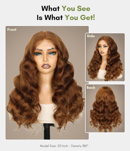 Image of Chocolate Brown Lace Closure Wig 180 Density 4X4 Body Wave Wigs Human Hair