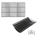 Uniflasy Cast Iron Cooking Grate and Adjustable Ash Pan/Drip Pan for Char-Griller 1624 Smokin' Champ Charcoal Grill Horizontal Smoker
