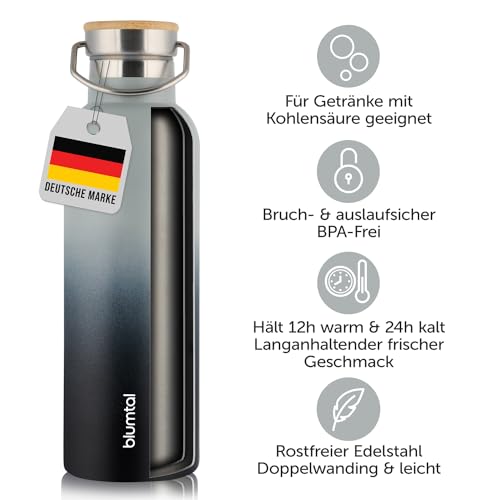 Blumtal Thermosflasche 1L - doppelwandige Trinkflasche Edelstahl 1L - Isolierflasche 1L BPA frei - Edelstahl Trinkflasche 1L/Teeflasche 1L… – Ansicht 3