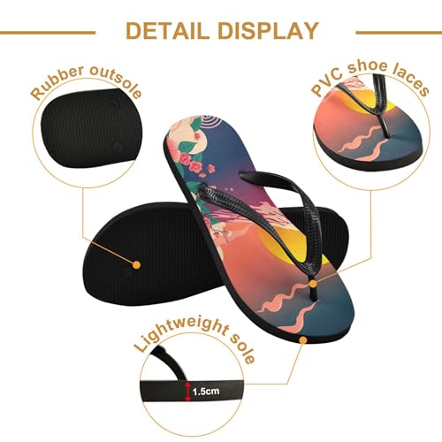 Burbuja Traditional Japanese Mountain Flip Flops for Women Men, Soft Thong Sandals Rubber Slippers for Pool Beach Essentials3