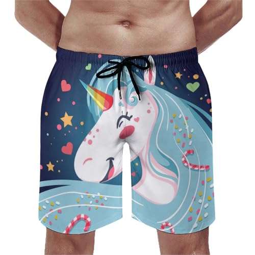 Short de bain homme licorne bleue mignonne pour vos journées farniente à la plage