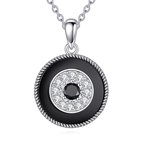 Collier Evil Eyes en argent sterling 925 massif - Pendentif grec de haute joaillerie