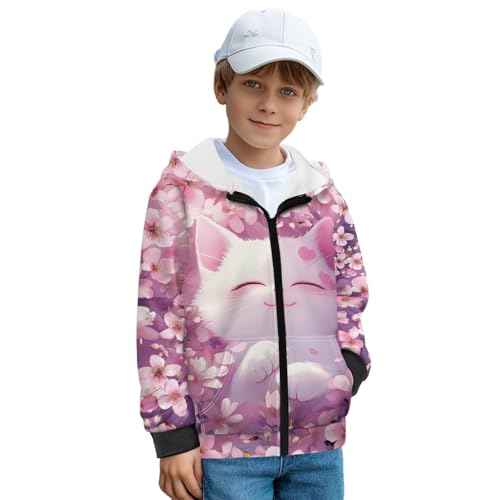 Girls Zipper Hoodies with Pocket Casual Hoody Breathable Soft Fleece Sweatshirt Long Sleeve Sport Activewear Tops