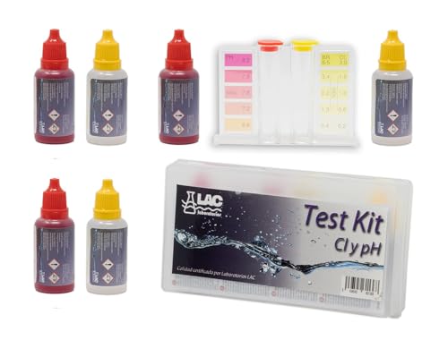 Medidor Cloro y PH Piscinas KIT ANÁLISIS CLORO, PH y BROMO   Calidad certificada Laboratorios LAC (Analizador pH y Cloro/Bromo liquido LAC + 2 recambio2)