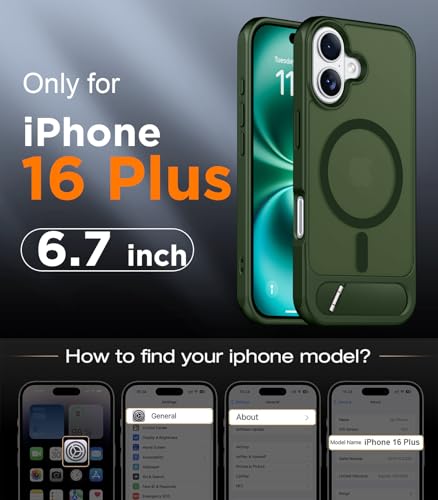 Image of Magnetic Compatible with iPhone 16 Plus Case, [Built-in Invisible Kickstand][Compatible with MagSafe][Military Grade Shockproof] Slim Translucent Matte Phone Case for iPhone 16 Plus 6.7 inch
