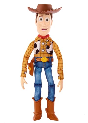 Mattel Disney Pixar Toy Story Roundup Fun Woody Large Talking Posable Figure 12 Inches Tall with 20 Phrases Authentic Detail Fabric Plush & Plastic HFY35