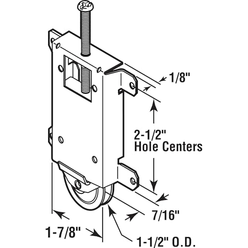 Image of Prime-Line N 6870 Mirror Door Roller Assembly, 1-1 /2 In., Steel Housing and Ball Bearings, Concave Plastic Wheel (Single Pack)
