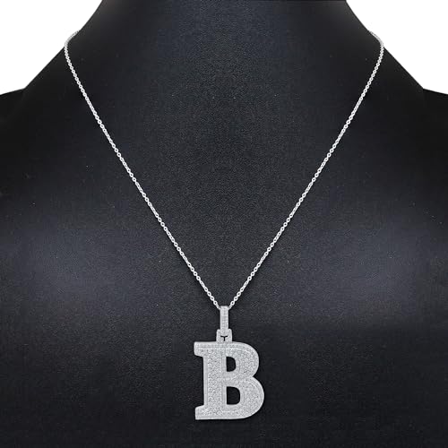 White Gold Plated & Yellow Gold Plated Moissanite Initial Letter Pendant Necklace for Men Women - 925 Sterling Silver Pendant with A to Z Alphabet Jewelry - Gift for Anniversaries or Special Occasions4