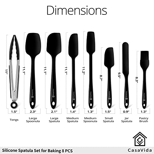 Silicone Spatula Set One-Piece Seamless - High Heat Resistant Non Stick Bakery Spatula Sets Flexible Bpa Free Dishwasher Safe Kitchen Utensils Bakeware Cookware Cooking Baking Mixing Black By Casavida #TOP1