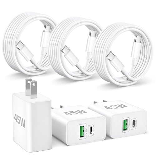 3Pack 45W GaN USB C Charger Block Dual Port Fast Wall Charger for iPhone 17