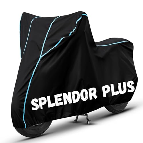 Image of Bike Cover for Splendor Plus 100% Waterproof, Dustproof & Scratch Resistant| Fully Bottom Elastic UV Resistant Heavy Duty Body Cover | All Weather Outdoor Use