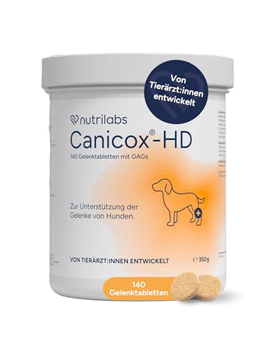 NutriLabs Canicox-HD Gelenktabletten für Hunde 140 Stk. - mit MSM, Chondroitin, Hyaluronsäure, Glucosamin & Teufelskralle - Gesundheitsprodukte für Hunde - Nahrungsergänzungsmittel Hund
