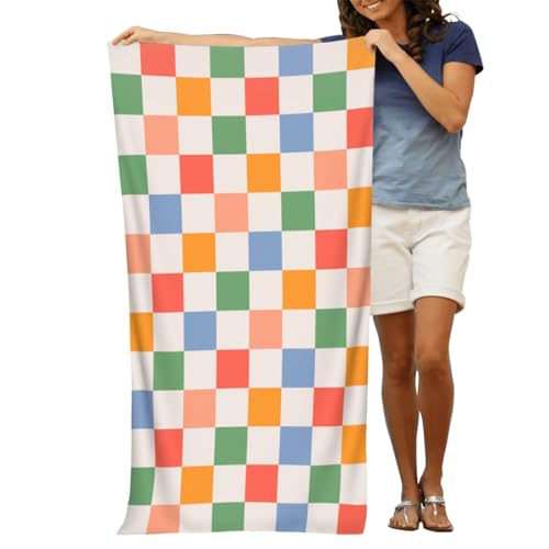 Voohddy Checkered Retro Vintage 60S 70S Beach Towel Soft Absorbent Microfiber Quick Dry Large Bath Towels For Bathroom Women Girls Pool Camping Travel Swimming Picnic Sports thumb #8