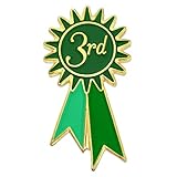 PinMart 3rd Place Prize Green Ribbon Enamel Lapel Pin – 1 Piece