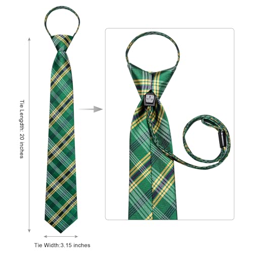 Image of Hi-Tie Zipper Ties for Men Pre-tied Tie Set Lapel Pin Pocket Square and Cufflinks Formal Business Wedding Adjustable Necktie
