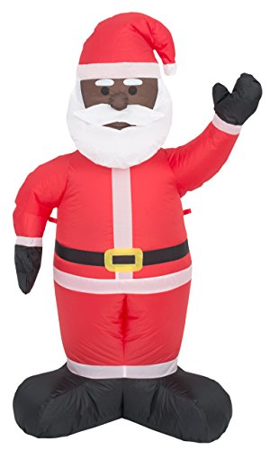 Costume Agent Inflatable Indoor and Outdoor Christmas Decoration - Black Santa - 4 feet - Christmas Inflatables - Vacation Inflatable