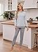 Breampot Schlafanzug Damen Lang Pyjamas Baumwolle Rundhals Nachtwäsche Set Winter Freizeitanzug Schlafanzüge mit Bündchen (Grau, Small)