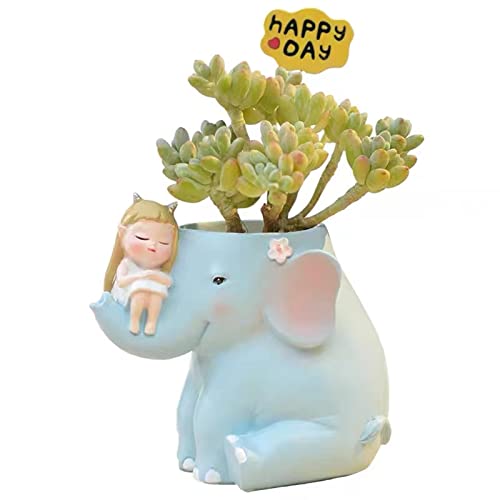 3D Girl Riding Elephant Concrete Flower Pot Molds Succulent Planter Silicone Molds Candle Pen Holder Mold Storage Box Mold Epoxy Resin Cement Clay Mould #TOP3