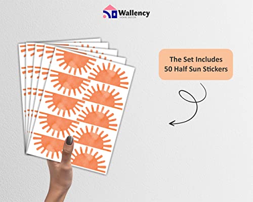 Sunshine Pattern Wall Decals By Wallency - Orange Sun And Rays Wall Stickers - Peel & Stick, Removable Stickers For Nursery - Set Of 50 Stickers #TOP6