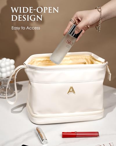 Women-Gifts-Christmas-Gifts-Initial-Large-Makeup-Bag-Travel-Essentials-Personalized-Double-Layer-Cosmetic-Bag-with-Makeup-Brush-Organizer-Toiletry-Bag-Gifts-for-Friends-Female-Mom