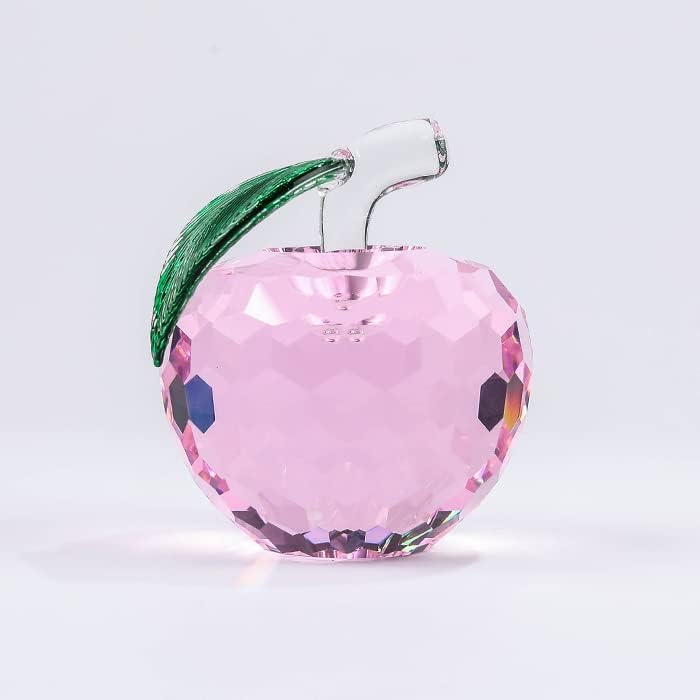 Crystal Ornament Pink Fruits Glass Fruit Figurine Handmade Art Gift for Christmas Birthday Ornament
