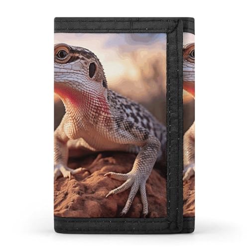 White Lizard Trifold Wallet for Men - Money Clip Slim Wallets with Multiple Card Slots Minimalist Small Front Pocket Wallet for Everyday Carry