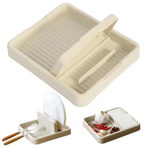 QCdeSoulBLV Pot Lid Holder, Spoon Rest with Lid Holder, Neat & Drip-Free Foldable Spoon and Rest While Cooking for Kitchen Counter Spatulas, Utensils, Ladle, Tongs, and