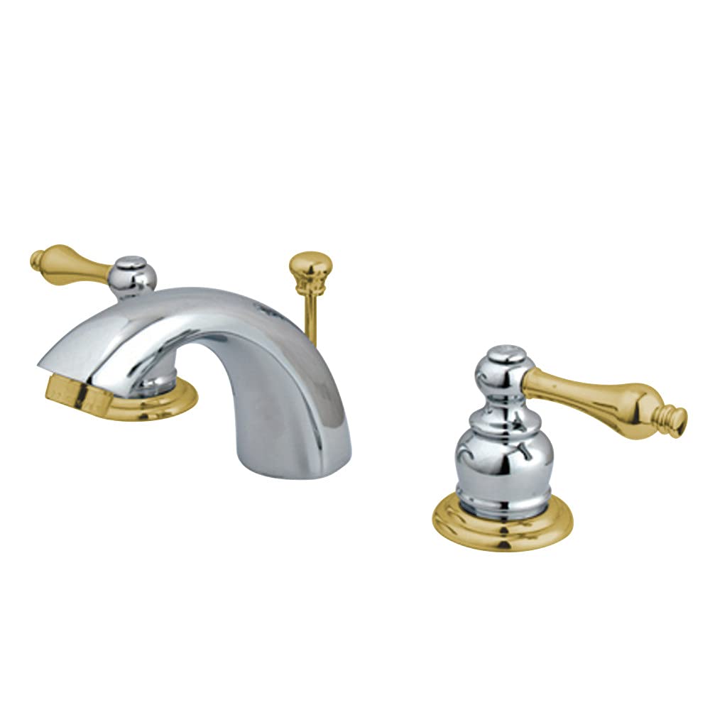 Kingston Brass KB944AL Victoria Mini Yaygın Lavabo Bataryası Metal kolu saplı, Parlak Krom ve Parlak Pirinç