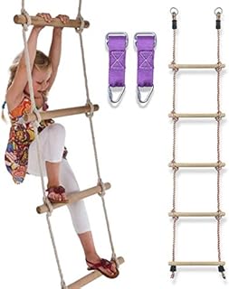 Trailblaze Premium Climbing Rope Ladder For Kids 6ft - Connect Buckle Straps With Playset Rope Ladder For Swing Set | Safe & Secure Outdoor/indoor Swingset Accessories Playground Childrens Rope Ladder