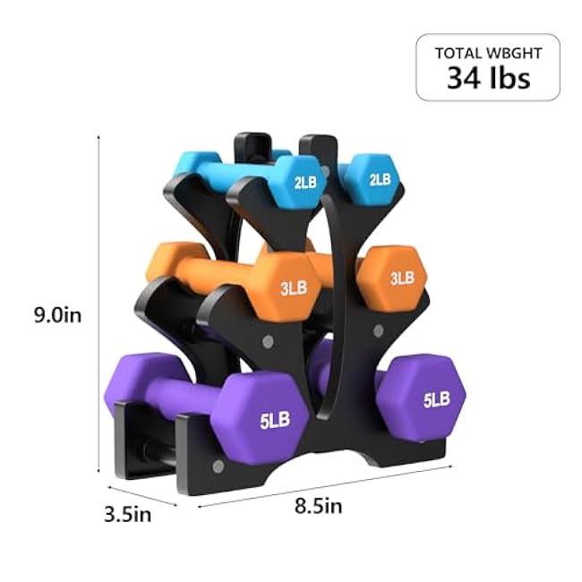 Portzon Weights Dumbbells Set with Various Color and Weights and Compatible, 1-15 LB, Anti-Slip, Anti-roll, Hex Shape