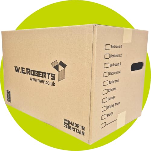 Moving Boxes x 20 Large Strong Cardboard Packing Boxes for Moving House Ideal for Storage Moving and Packing 45.7cm x 28.8cm x 28.8cm with Carry Handles and Room List (20)