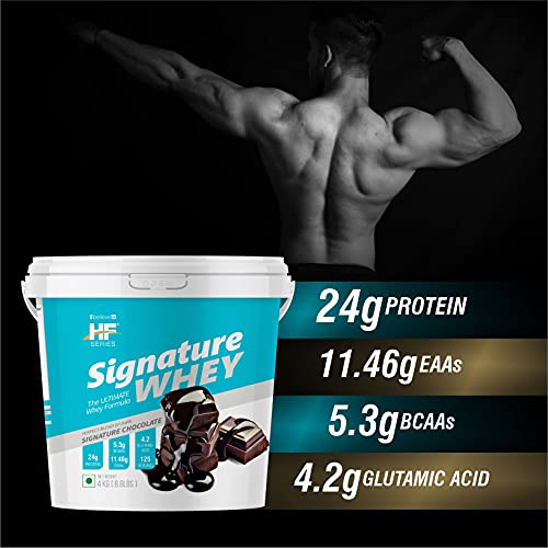Image of HF Series Signature Whey Protein Powder | With Added EAA and Glutamine|125 SERVINGS|Build Lean and Bigger Muscles|4Kg (SIGNATURE CHOCOLATE)