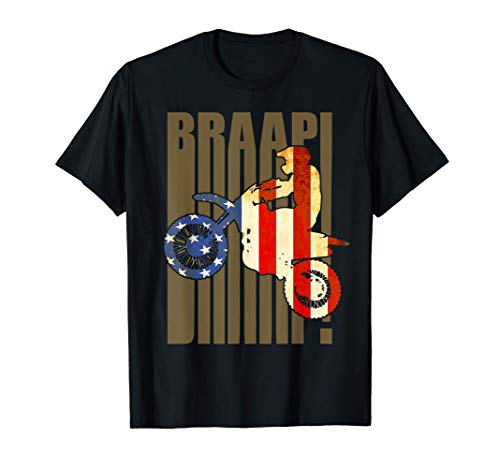 Braaap Vintage USA American Flag Dirt Bike Motocross Men Boy Camiseta