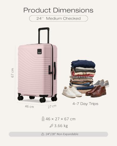 Image of Coolife Luggage, Lightweight PC Hardside Suitcase, Checked-Medium 24-Inch | Dual Spinner Wheels, TSA-Approved Lock, Upgraded PC Hardshell, Durable Travel Suitcase, Medium Checked Luggage