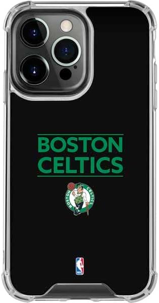 Skinit Clear Phone Case Compatible with iPhone 15 Pro - Officially Licensed NBA Boston Celtics Standard - Black Design