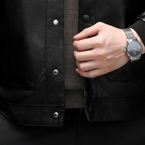 Chaqueta bomber de cuero vintage rayada para hombre miniatura 5