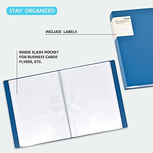 Smarpau A4 Display Book, 60 Pockets Presentation Folder Project Folder Display Folder, Document Folders with Plastic Sleeves for Individuals, School and Offices(Blue)