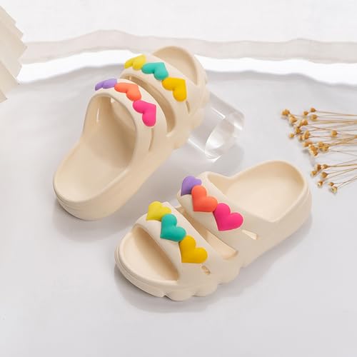 Kids Cloud Slides Girls Cute Colorful Hearts Slip On Slide Sandals Comfort Non-Slip Thick Sole Bathroom Slippers4