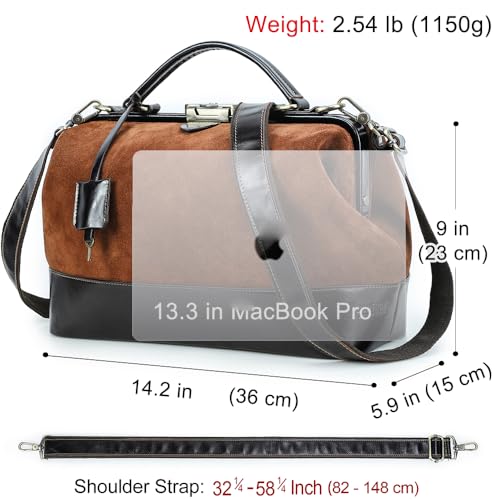 Image of CONTACTS Doctor Bag Purse for Women Luxury Leather Handbag with Lock Shoulder Bag Vintage Top Handle Bag