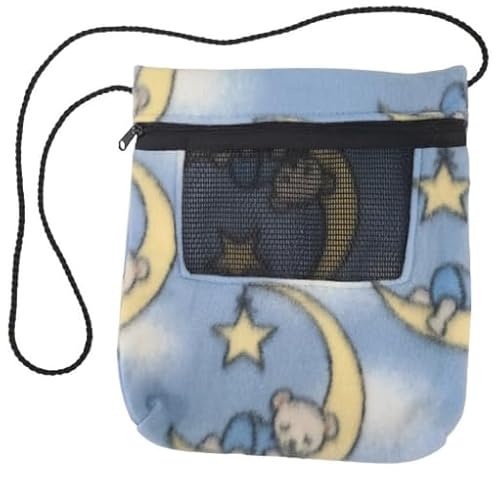 SunCoast Sugar Gliders Bonding Carrier Pouch - Premium Bonding Pouch for Sugar Gliders & Other Small Pets - Durable Cozy Fleece Material, Mesh Screen, Silk Rope, & Zipper, Pet Sleeping Bag, ZZZ Time