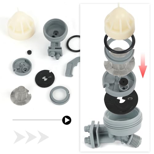 Close-up of nozzle and venturi assembly parts