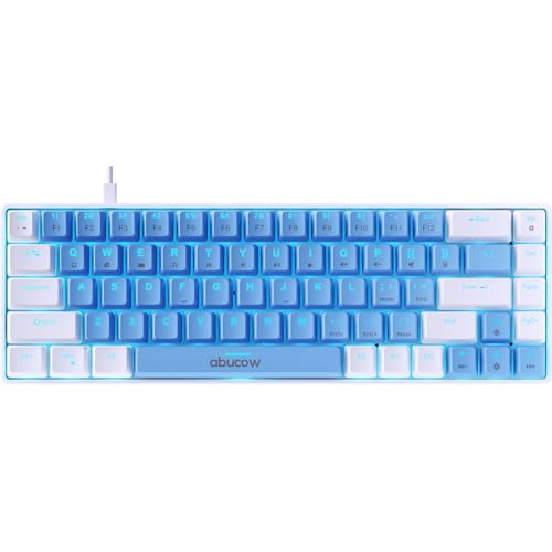 Clavier mécanique 60% abucow 68 touches blanc et bleu avec commutateurs rouges pour PC et Mac