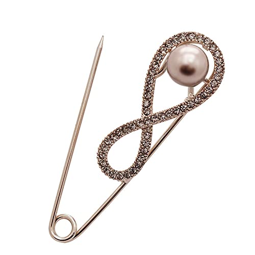 Broche Mujer Perla Número 8 Pin Grande Mujer Número 8 Broche De Diamantes Aleación Rhinestone Ramillete Accesorios De Vestir Pin Oro