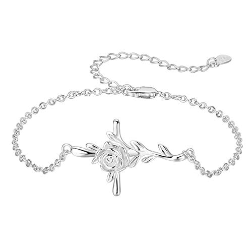 Accessoires pour filles et collier pendentif croix fleurs plaqué or rose 18 carats chic