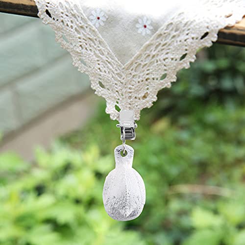 Bekith 8 Pack Vintage Tablecloth Weights on Clip Hangers, Heavy Pendant Tablecloth Weights Kit with Cast Iron Antique Birds for Outdoor Garden Party Picnic Table Covers, White - Thumbnail 5