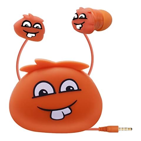 DTMNEP Kids Earbuds with Storage Case for Back to School, Earbuds for Kids in-Ear Headphones of Electronics Wired 3.5mm with Mic Microphone, Lovely Gifts for School Girls and Boys (Oranger, Orange) Cover
