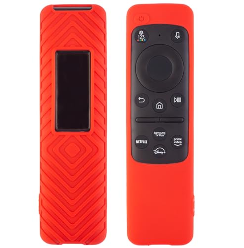 Image of Silicone TV Remote Cover Compatible with Samsung Smart TV Remote 2023 BN59-01432G BN59-01432A (Samsung Smart TV 2023 Model Solar Remote Cover - Style 3, Red)