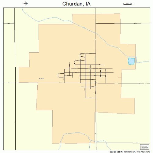 Large Street & Road Map of Churdan, Iowa IA Printed poster size wall